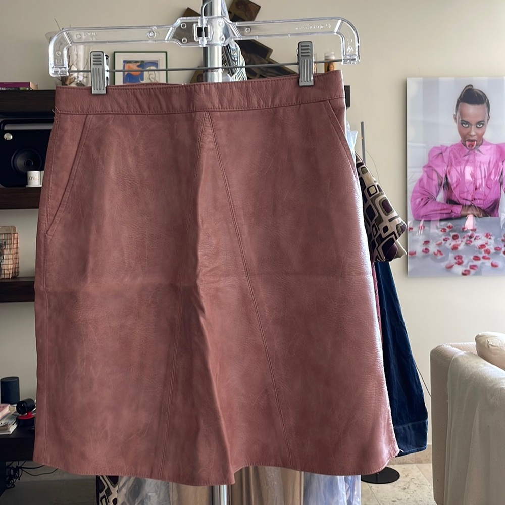 Zara pink faux leather skirt